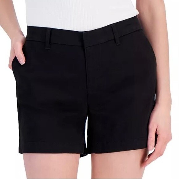NEW Tommy Hilfiger TH 5 Inch Mid Rise Hollywood Shorts Black Size 14 - Picture 1 of 12